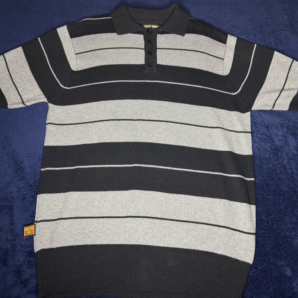 FB Countt Men’s Charlie Brown Polo Short Sleeve Shirt Black and Gray - Size M